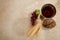 Easter Communion Still life with chalice of wine and bread