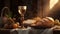 Easter Communion Still life with chalice of wine. Generative AI