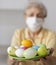 Easter concept. Elderly woman. Healthcare concept