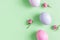 Easter concept on green background top view mockup