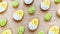Easter cookies on baking paper. Creative ideas of family cooking with kids. Easter background with sugar bisquits. Cute chickens