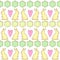 Easter cookies pattern, card - Easter bunny, flowers, hearts.