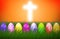 Easter Cross Colorful eggs Religion background holiday