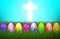 Easter Cross Colorful eggs Religion background holiday