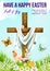 Easter cross with spring flower greeting card