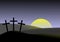 Easter crosses on hill background