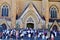 Easter Crowds Outside St Mary`s Cathedral, Sydney, Australia