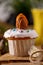 Easter cupcake. Easter celebration concept. Close-up. Rustic still life