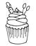 Easter cupcake outline vector illustration. Coloring page