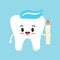 Easter cute tooth with candle dental icon isolated on background.