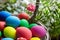 Easter Day, basket with colorful Easter Eggs