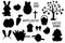 Easter day decorative elements silhouette. Easter symbols set