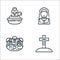 easter day line icons. linear set. quality vector line set such as grave, easter eggs, nun