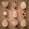 Easter decorated gingerbread cookies