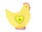 Easter decoration -chicken on the wooden background.