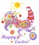 Easter decorative card with funny hen