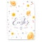 Easter decorative poster with handwritten greetings text. Doodles and sketches of easter signs. Easter eggs, gold stars