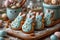 Easter Delights, Frosted Cookies and Pastel Eggs Nestled Amongst Spring\\\'s Blossoming Delicate Floral Ambiance