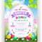 Easter dinner announcing poster template with Colorful eggs in grass and flowers.