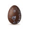 Easter egg 3d icon. Chocolate brown egg, isolated white background. Flower, branch, leaf. Sweet candy dessert