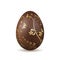 Easter egg 3d icon. Chocolate brown egg, isolated white background. Flower, branch, leaf. Sweet candy dessert