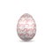 Easter egg 3D icon. Ornate silver egg, isolated white background. Swirl red wave realistic design, decoration Happy