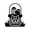 Easter Egg In Basket vector icon. Line flat Icon On white Background. Solid design. Eps 10