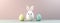 Easter egg with bunny ears on pastel background. Minimalistic creative holiday concept