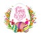 Easter egg and bunny poster. Springtime flowers