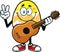 Easter Egg Cartoon Character With Guitar Showing Peace Hand Sign