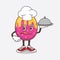 Easter Egg cartoon mascot character as a Chef with food on tray ready to serve