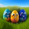 Easter egg character. Cute adorable easter background. generative ai. Group of colorful eggs cartoons characters