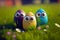 Easter egg character. Cute adorable easter background. generative ai. Group of colorful eggs cartoons characters