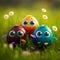 Easter egg character. Cute adorable easter background. generative ai. Group of colorful eggs cartoons characters