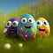 Easter egg character. Cute adorable easter background. generative ai. Group of colorful eggs cartoons characters