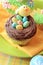 Easter egg and chick cupcakes