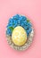 Easter egg decoration forget me not flowers pink