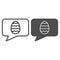 Easter egg dialogue line and solid icon. Happy Easter speech balloon outline style pictogram on white background