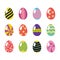 easter egg flat design vector set with various colors