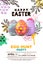 Easter egg hunt party vector poster design template. Concept for banner, flyer, invitation, greeting card, backgrounds.