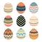 Easter egg icon set of vector illustration. Colored Easter eggs flat design