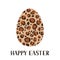 Easter egg leopard or cheetah prints isolated on white. Easter celebration typography poster. Vector template for