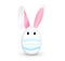 Easter egg in medical mask and Easter rabbit ears on a white background.CORONAVIRUS EASTER Egg rabbit. Healthy, Safe and Happy