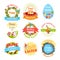 Easter egg and rabbit icon set for holiday design