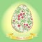 Easter egg with raspberry, green greeting card