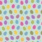 Easter egg seamless pattern vector background with cute colourful painted striped easter eggs stickers with dots on