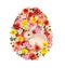 Easter egg shape - bunny, meadow flowers, poppies. Floral watercolor