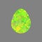 Easter egg shape green multicolored triangle geometric pattern on gray background, Design element for Easter