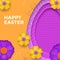 Easter egg on spring flower pattern background. Vector floral papercut design for Happy Easter greeting card