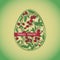 Easter egg with strawberry, green greeting card